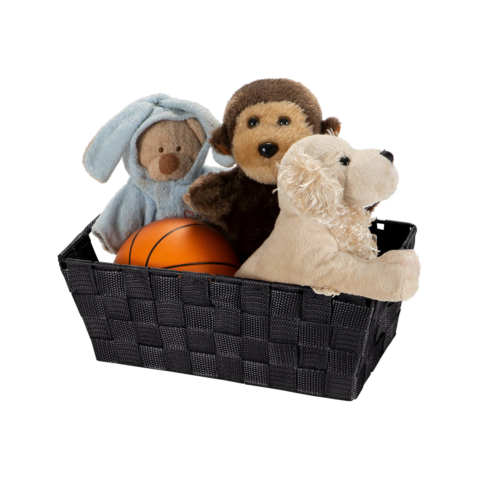 Simplify Small Black Woven Storage Shelf Bin